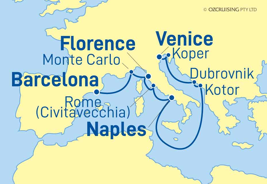 Celebrity Constellation Barcelona to Venice - Cruises.com.au