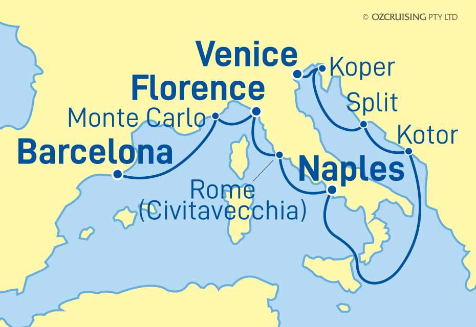 Celebrity Constellation Barcelona to Venice - Ozcruising.com.au