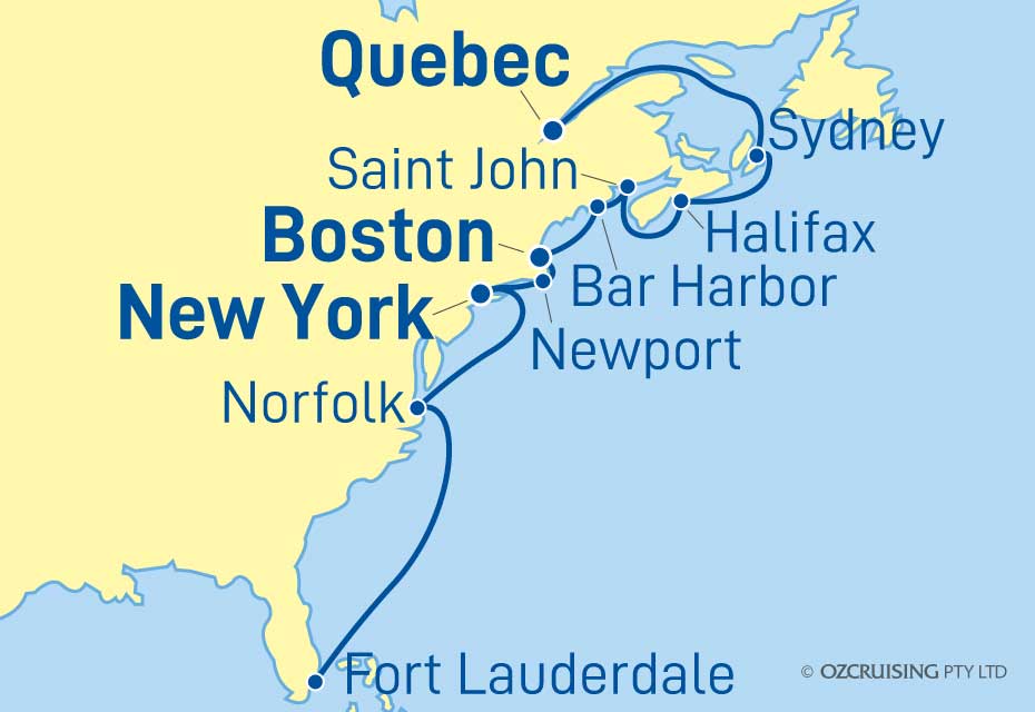 princess cruise quebec city to fort lauderdale