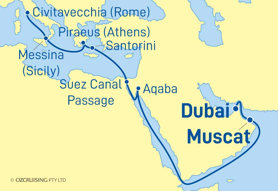 Jewel Of The Seas Rome to Dubai - Ozcruising.com.au