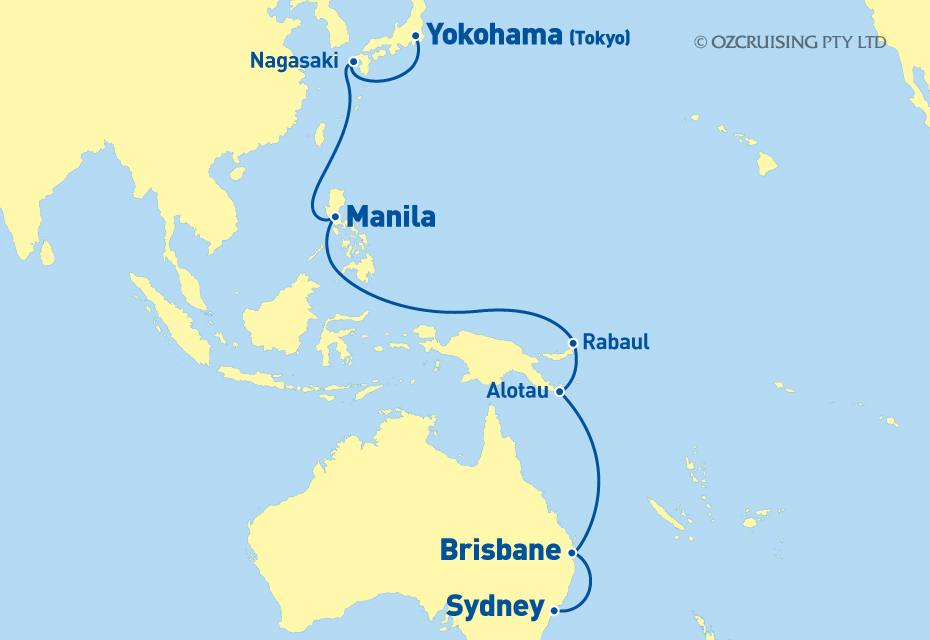 Queen Elizabeth Sydney to Yokohama - Ozcruising.com.au