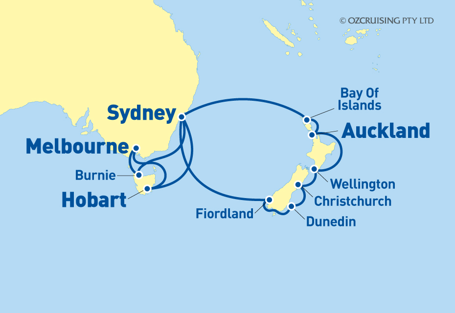 Queen Elizabeth New Zealand and Tasmania - Ozcruising.com.au