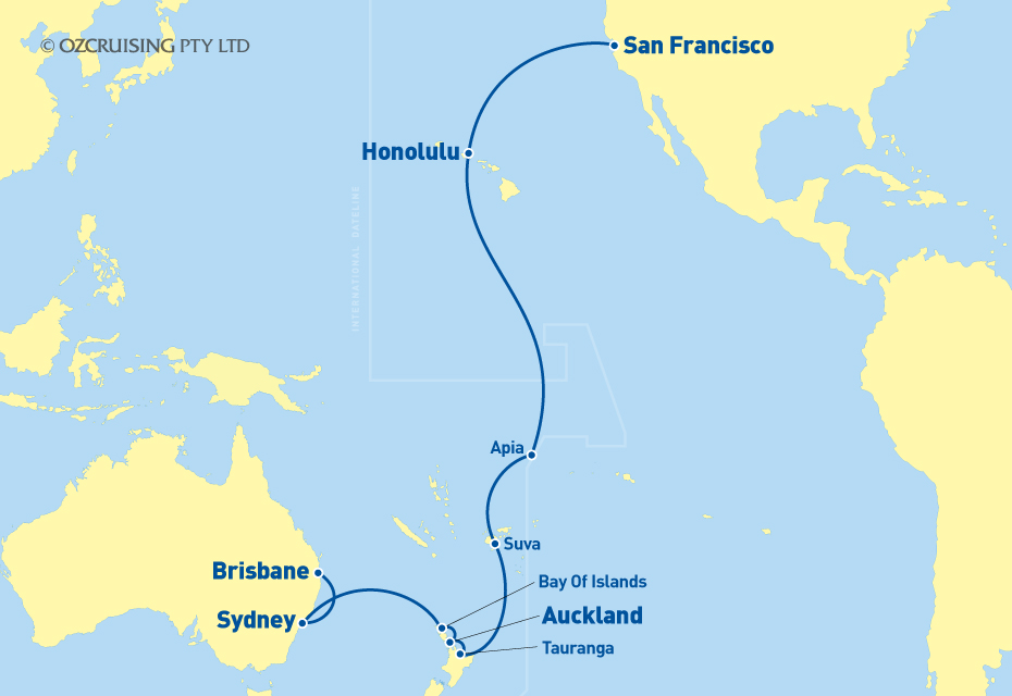 Queen Victoria San Francisco to Brisbane - Ozcruising.com.au