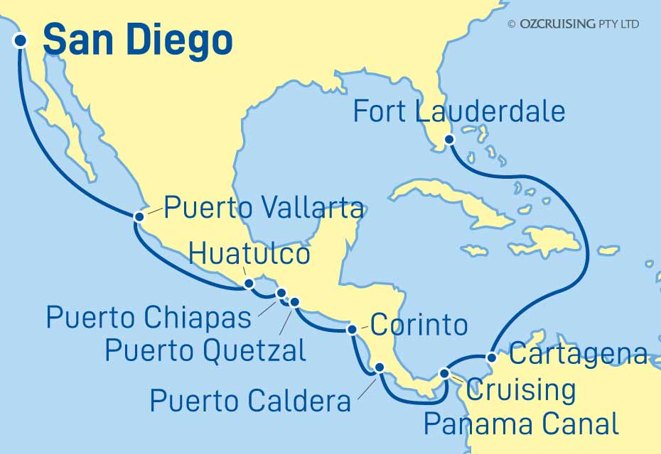 15 Night Fort Lauderdale to San Diego Cruise on the ms Eurodam HD133B