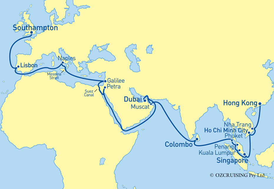 Queen Mary 2 Southampton to Hong Kong - Cruises.com.au
