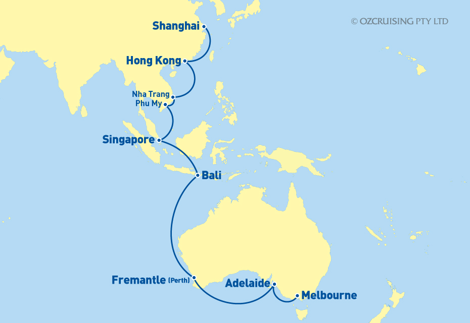 Sapphire Princess Shanghai to Melbourne - Ozcruising.com.au