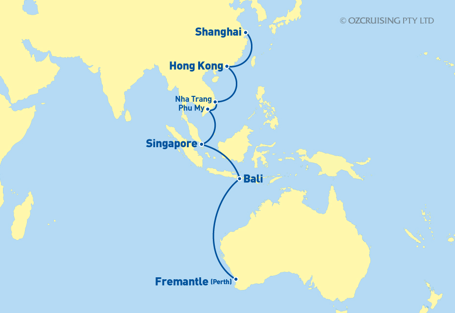 Sapphire Princess Shanghai to Fremantle - Ozcruising.com.au