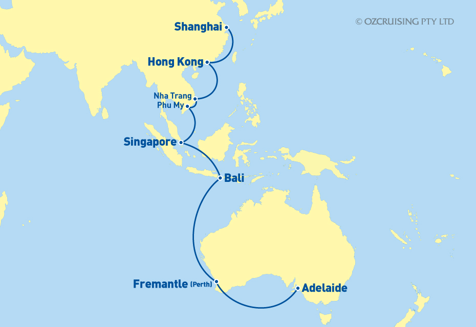 Sapphire Princess Shanghai to Adelaide - Ozcruising.com.au