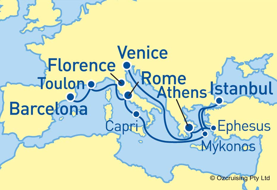 Island Princess Barcelona to Venice - Ozcruising.com.au