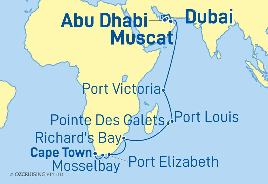 20 Night Cape Town to Dubai Cruise on the Norwegian Dawn DWN20210301