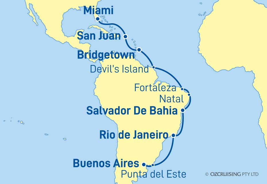 Azamara Quest Buenos Aires to Miami - Ozcruising.com.au