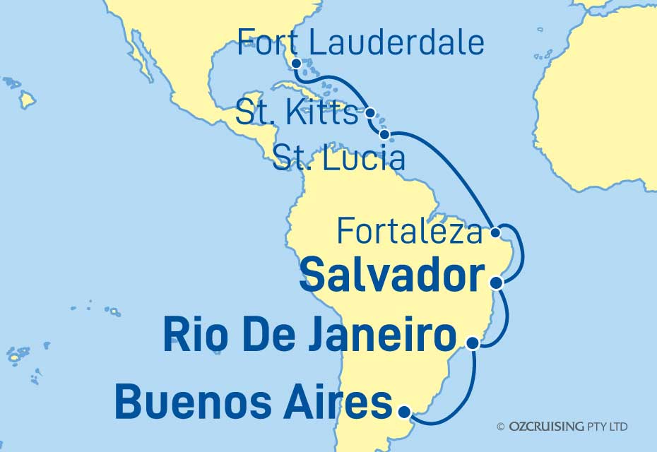 Coral Princess Buenos Aires to Fort Lauderdale - Ozcruising.com.au