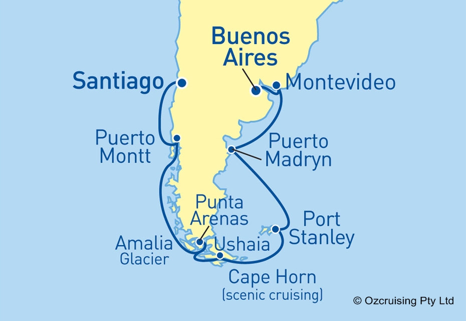 15 Night Santiago to Buenos Aires Cruise on the Coral Princess PC6035