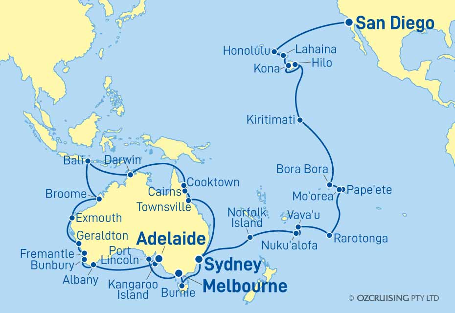 ms Maasdam San Diego to Sydney - Ozcruising.com.au