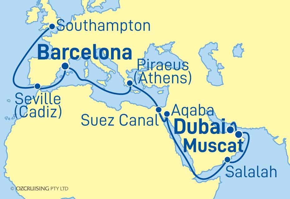 Queen Mary 2 Dubai to Southampton - Cruises.com.au