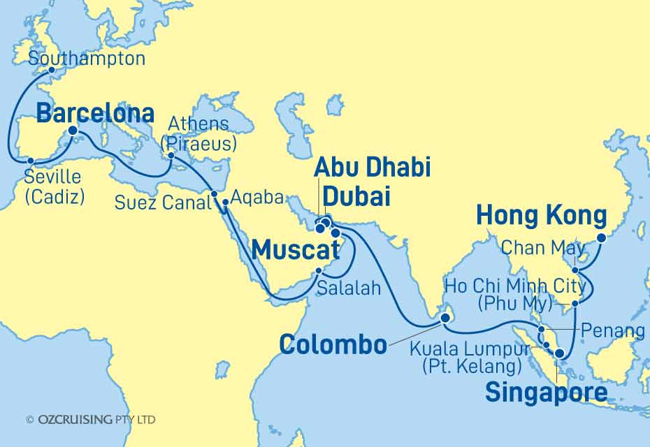 Queen Mary 2 Hong Kong to Southampton - Cruises.com.au
