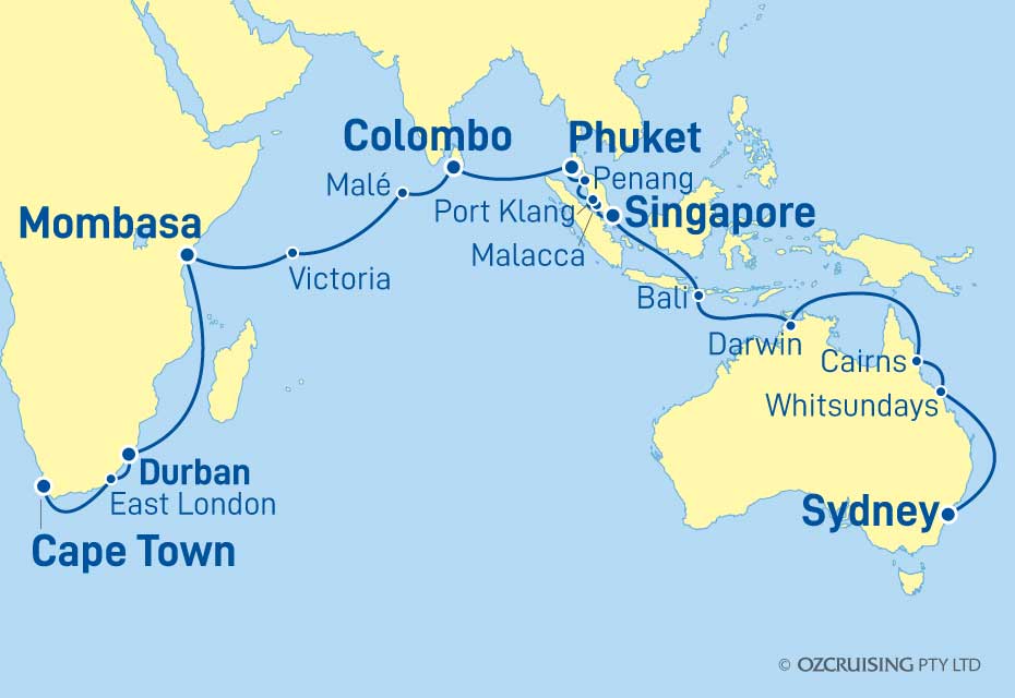 Columbus Sydney to Cape Town - Ozcruising.com.au
