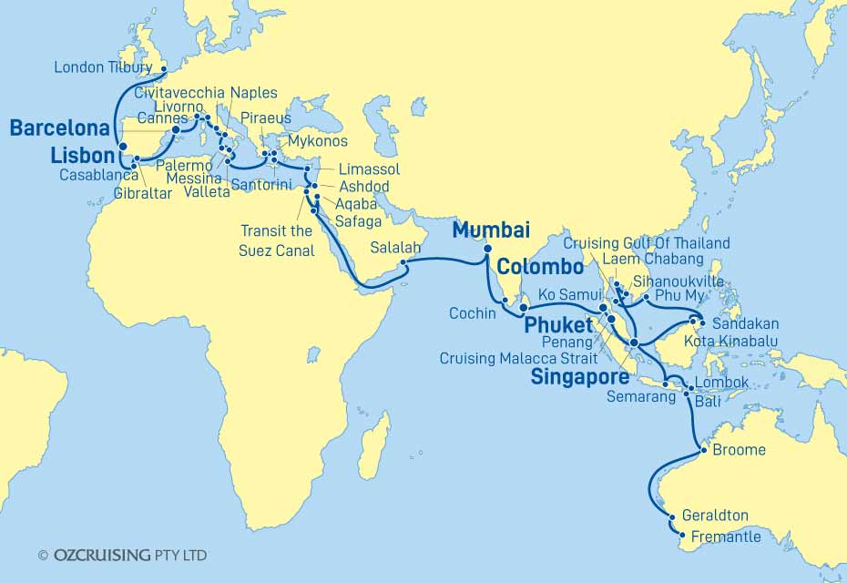 Vasco da Gama Fremantle to London - Ozcruising.com.au