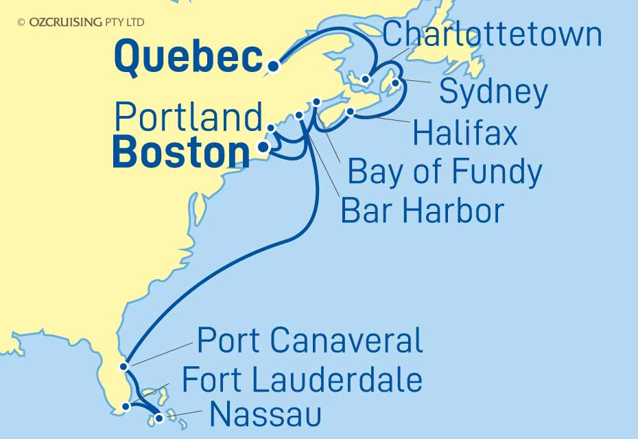 princess cruise quebec city to fort lauderdale