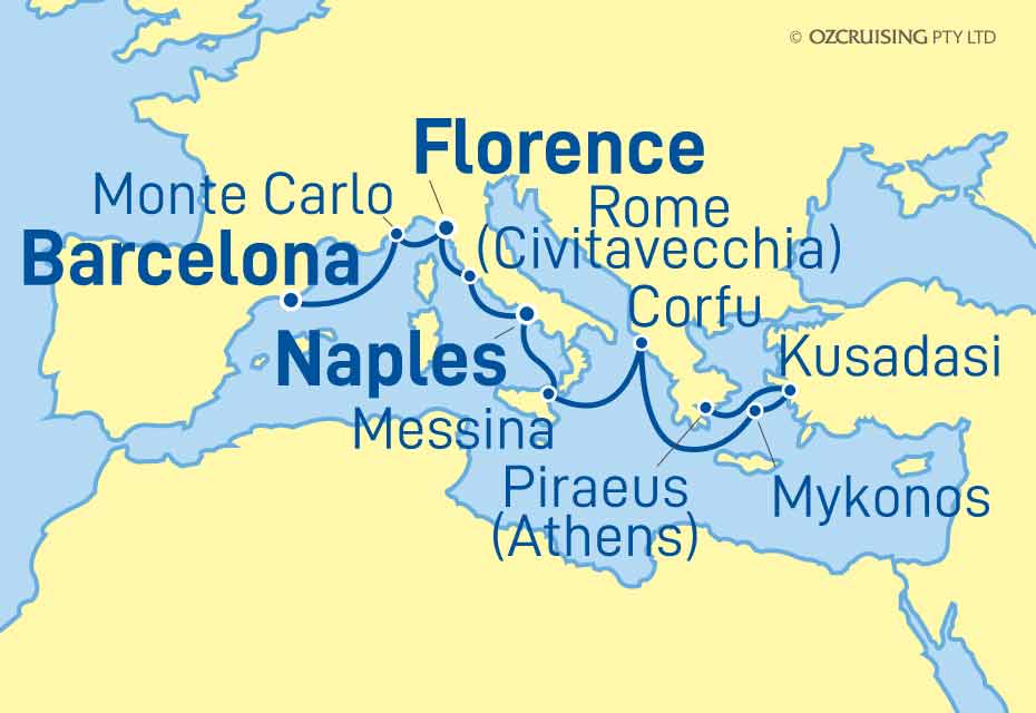 9 Night Barcelona to Athens Cruise on the Norwegian Jade NC20JAD