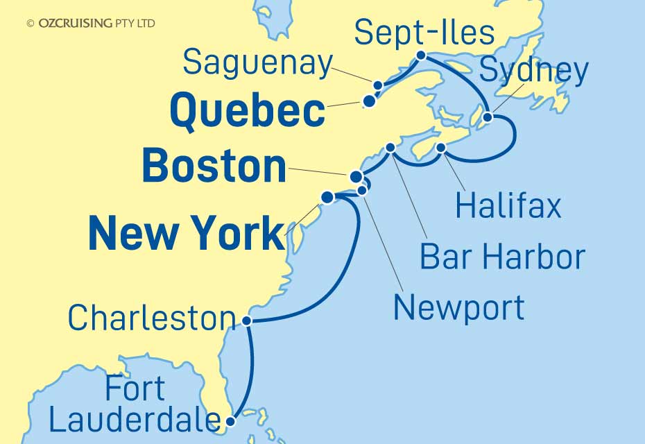 princess cruise quebec city to fort lauderdale