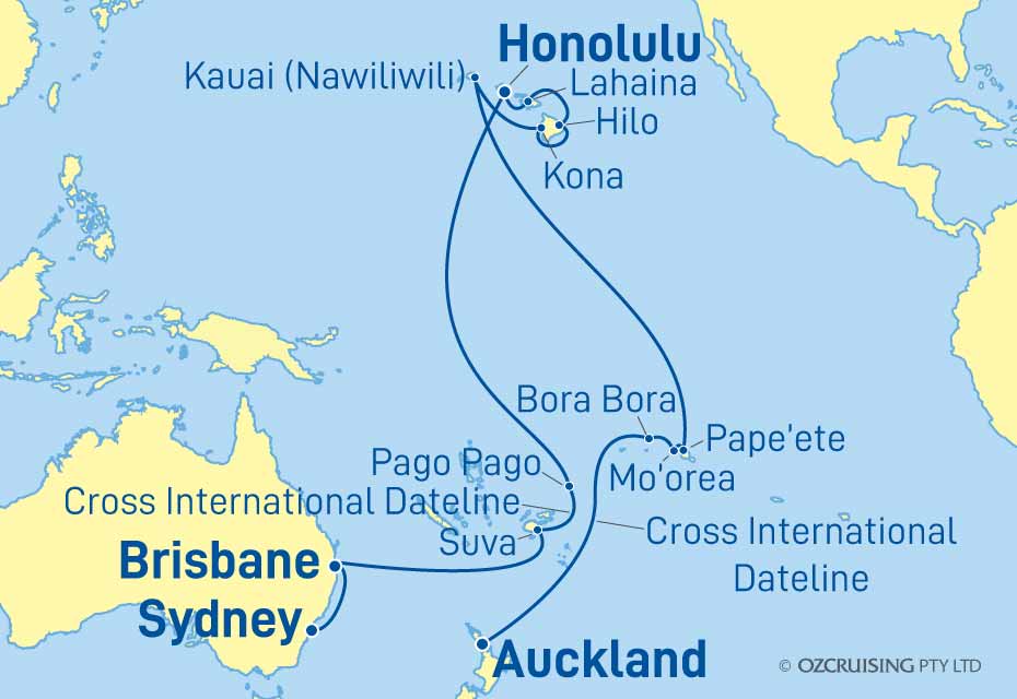 Sea Princess Hawaii. Sydney to Auckland - Ozcruising.com.au
