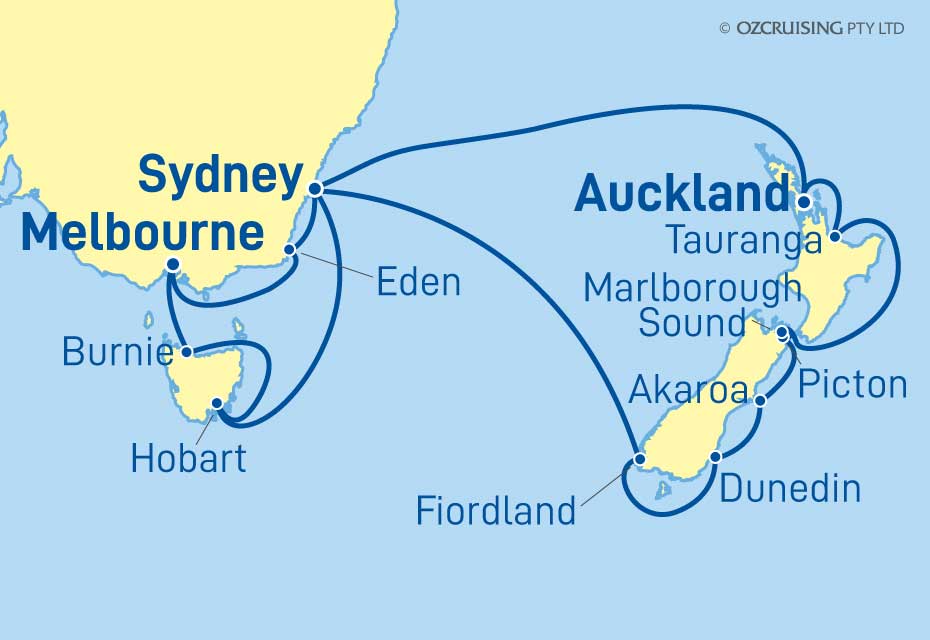 Queen Elizabeth Tasmania and New Zealand - Ozcruising.com.au