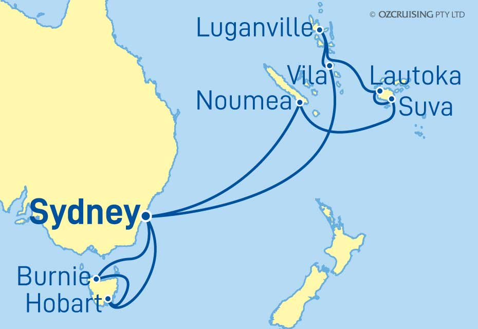 Queen Elizabeth Tasmania and South Pacific - Ozcruising.com.au