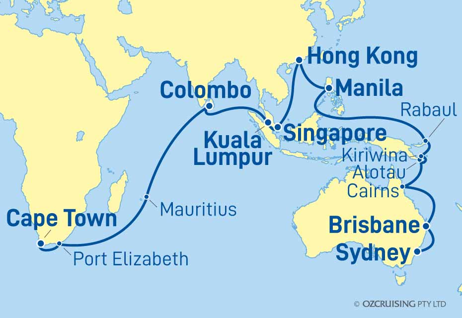 Queen Victoria Sydney to Cape Town - Cruises.com.au