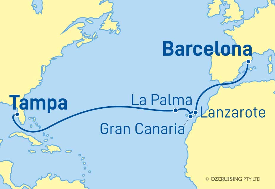 Rhapsody Of The Seas Barcelona to Tampa - Ozcruising.com.au