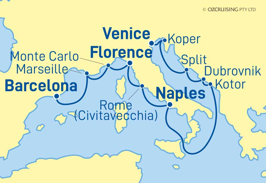 13 Night Barcelona to Venice Cruise on the Celebrity Constellation