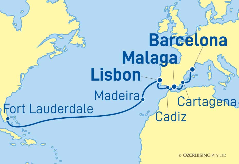 ms Westerdam Barcelona to Fort Lauderdale - Ozcruising.com.au