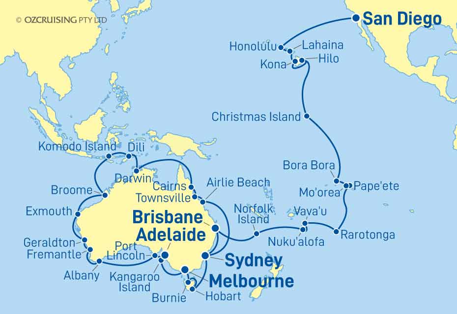 ms Oosterdam San Diego to Sydney - Cruises.com.au