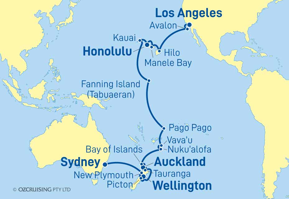 Seabourn Sojourn Los Angeles to Sydney - Ozcruising.com.au
