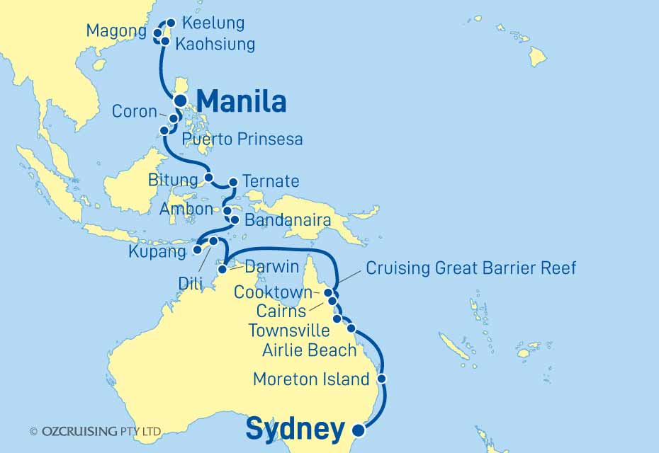 Seabourn Sojourn Sydney to Taiwan - Ozcruising.com.au