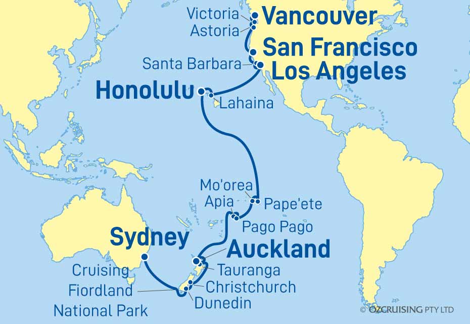 Coral Princess Vancouver to Sydney - Ozcruising.com.au