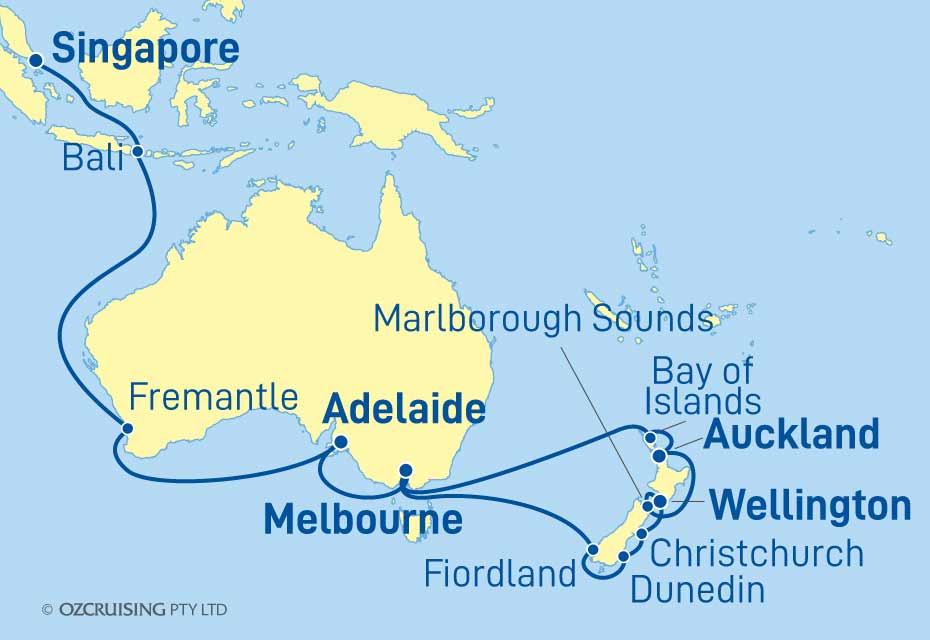 Queen Elizabeth Singapore, NZ to Melbourne - Ozcruising.com.au