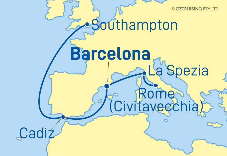 Queen Anne Southampton to Rome - Cruises.com.au