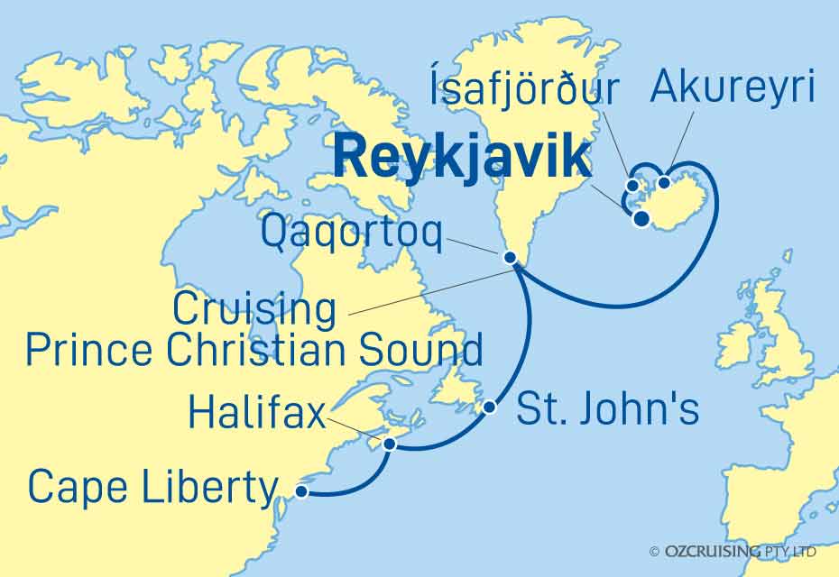 Celebrity Eclipse Cape Liberty to Reykjavik - Ozcruising.com.au