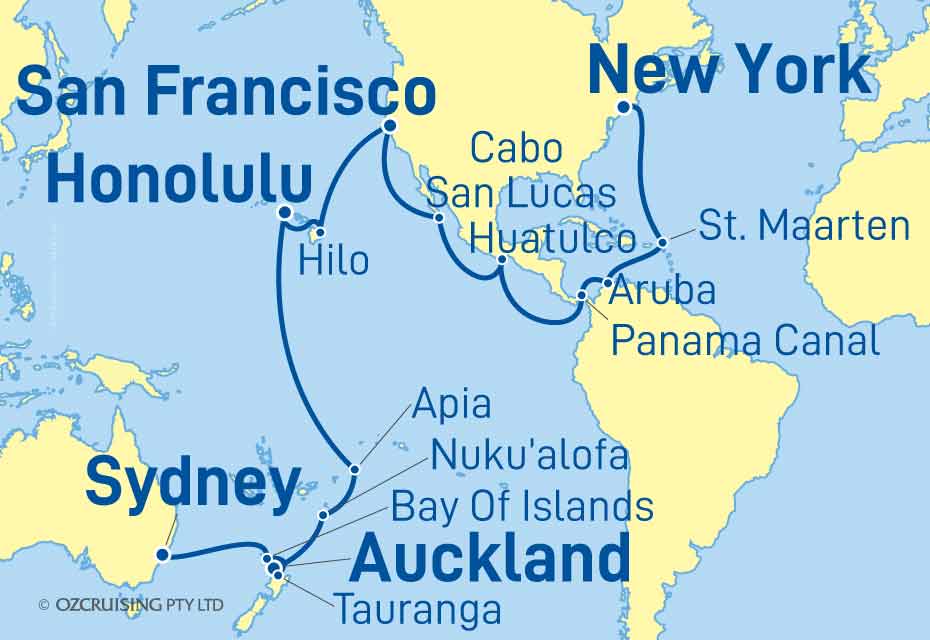 Queen Victoria New York to Sydney - Ozcruising.com.au