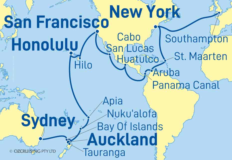 Queen Victoria Southampton to Sydney - Ozcruising.com.au