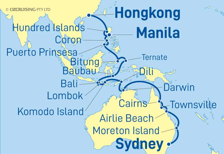 Seabourn Odyssey Sydney to Hong Kong - Ozcruising.com.au