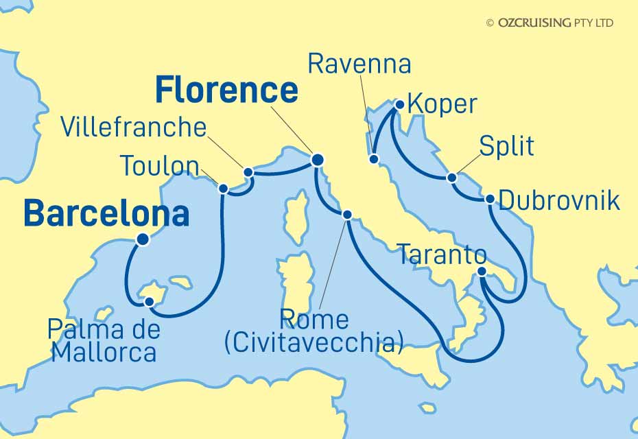 Celebrity Constellation Barcelona to Ravenna - Ozcruising.com.au