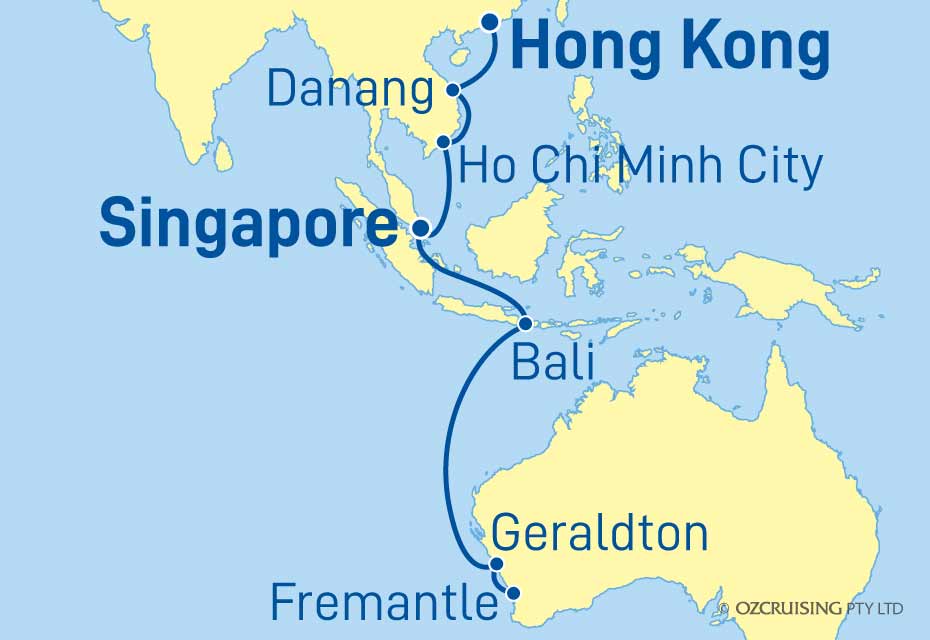 Azamara Journey Fremantle to Hong Kong - Ozcruising.com.au