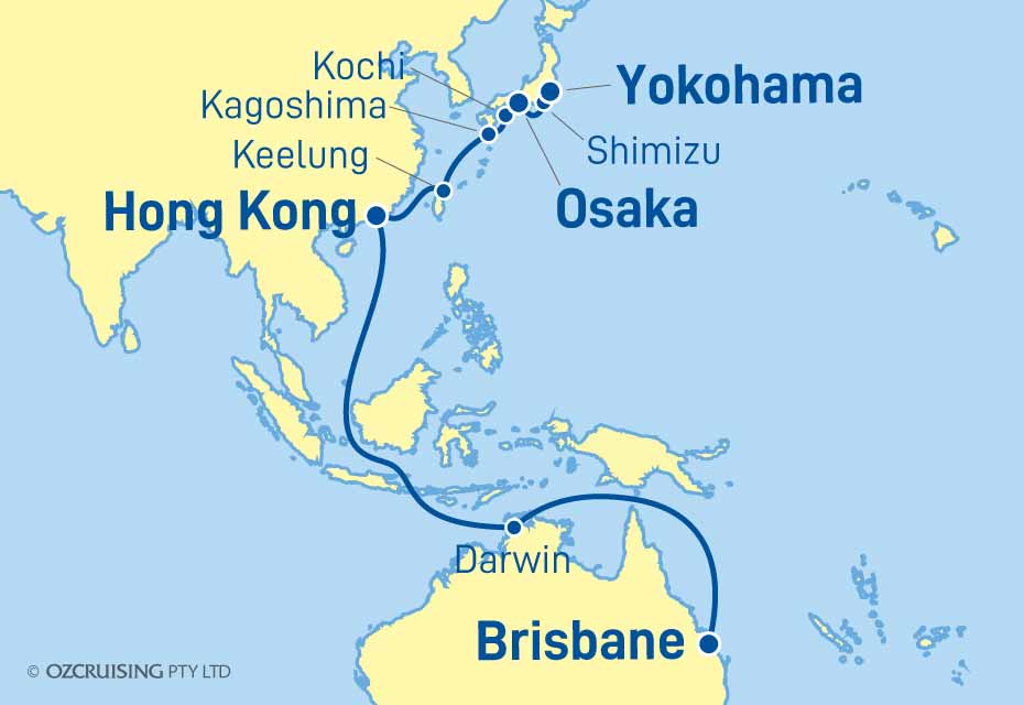 Royal Princess Brisbane to Yokohama - Ozcruising.com.au