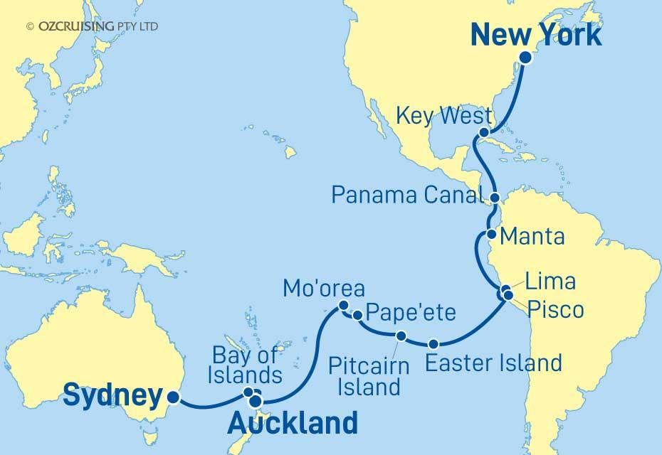Coral Princess New York to Sydney - Ozcruising.com.au