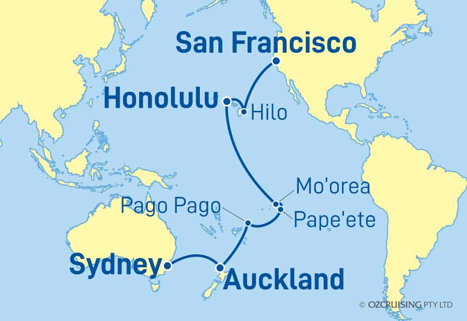 24 Night San Francisco to Sydney Cruise on the Grand Princess PC23