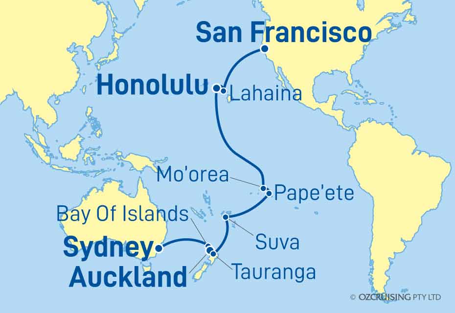 Grand Princess Sydney to San Francisco - Ozcruising.com.au