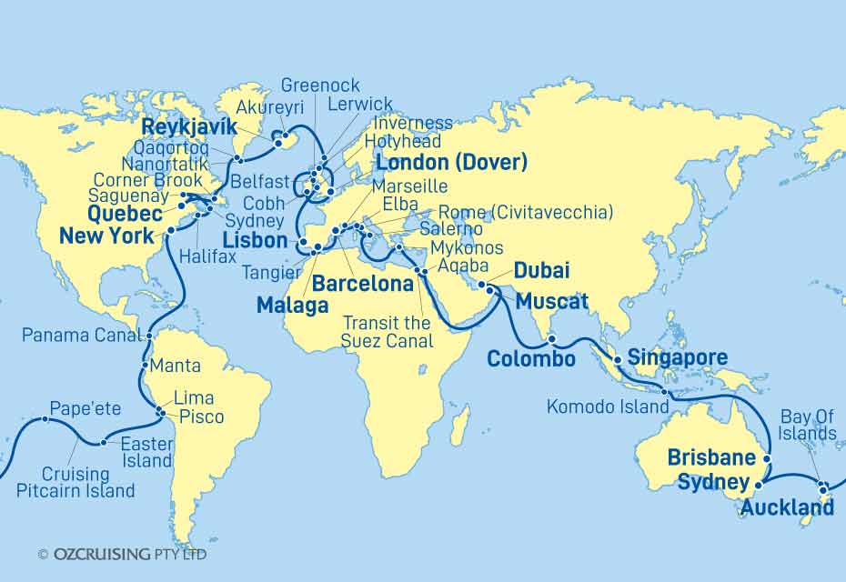 Coral Princess World Voyage - Ozcruising.com.au