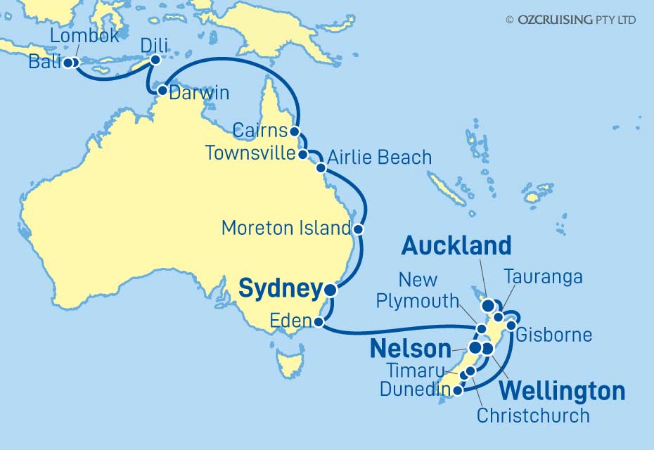 cruise from auckland to bali
